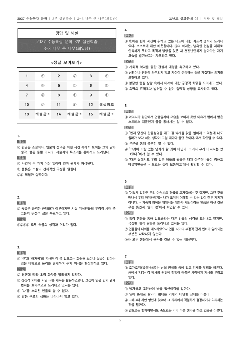 [2027 수능특강 문학] 실전학습 03 너무 큰 나무_고난도 심화문제02_preview_5