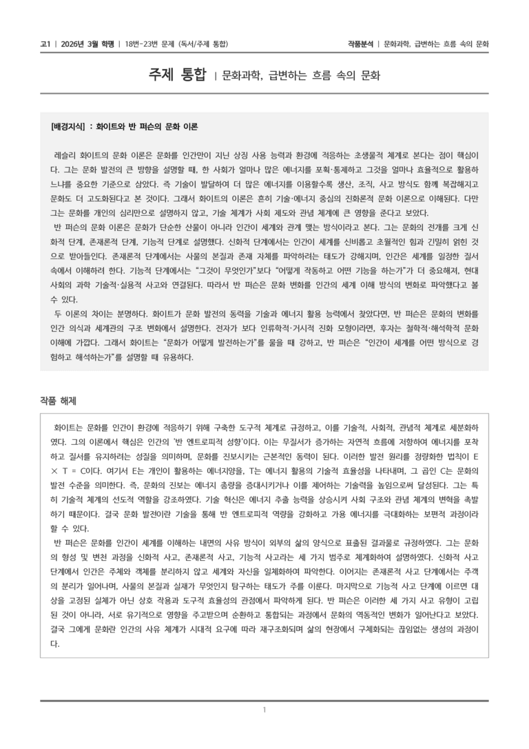 [고1] 2026 모의고사 3월 | 18-23번 (독서 주제통합)_작품분석_preview_1