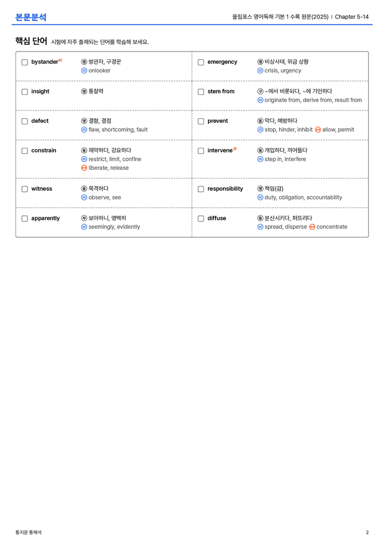 올림포스 영어독해 기본 1 수록 원문(2025) Chapter 5-14 본문분석_preview_2