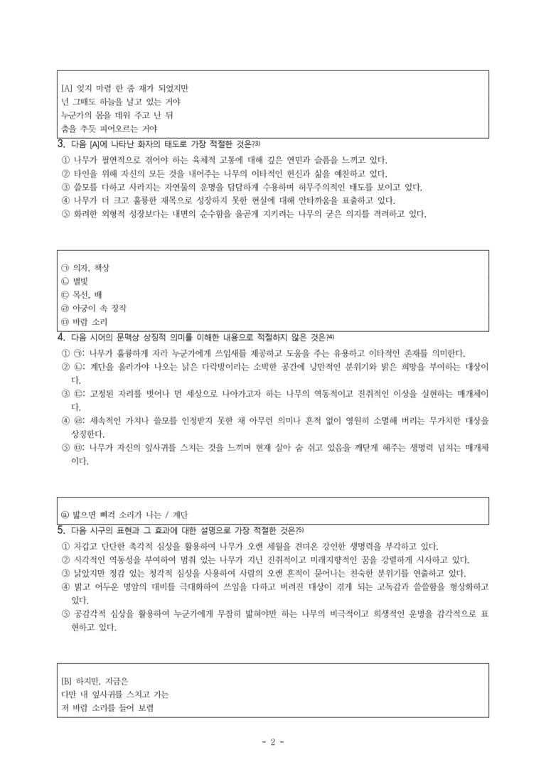 중2-1 (비-박영) 1-1 나무의 꿈 (손택수), 내가 그린 히말라야시다 그림 (성석제) -객관식 (89문제)_preview_2