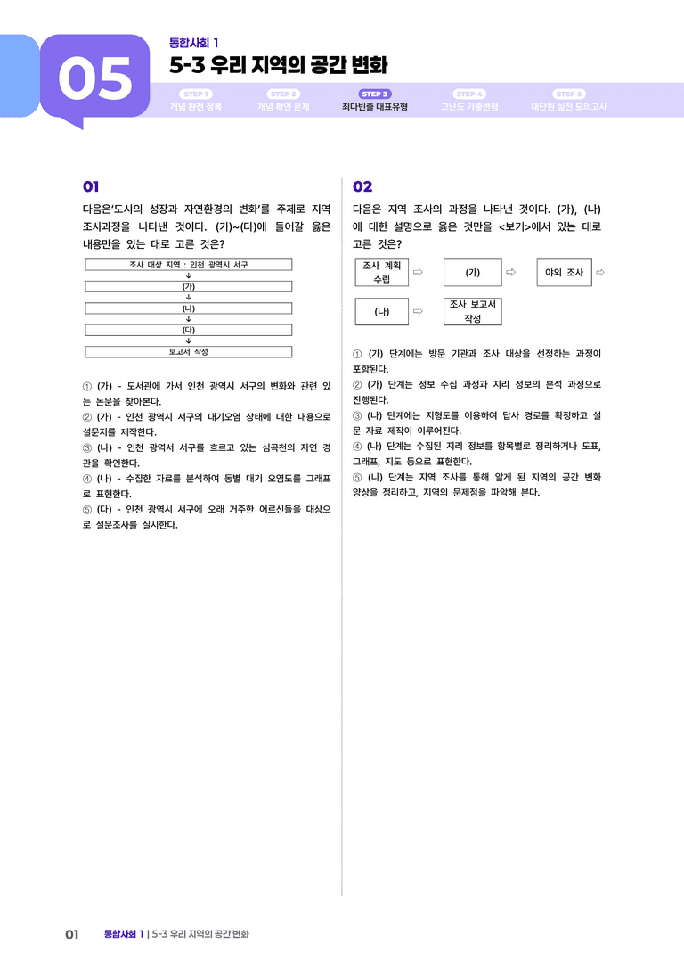 5-3 우리 지역의 공간 변화 | STEP3 최다빈출대표유형_preview_1