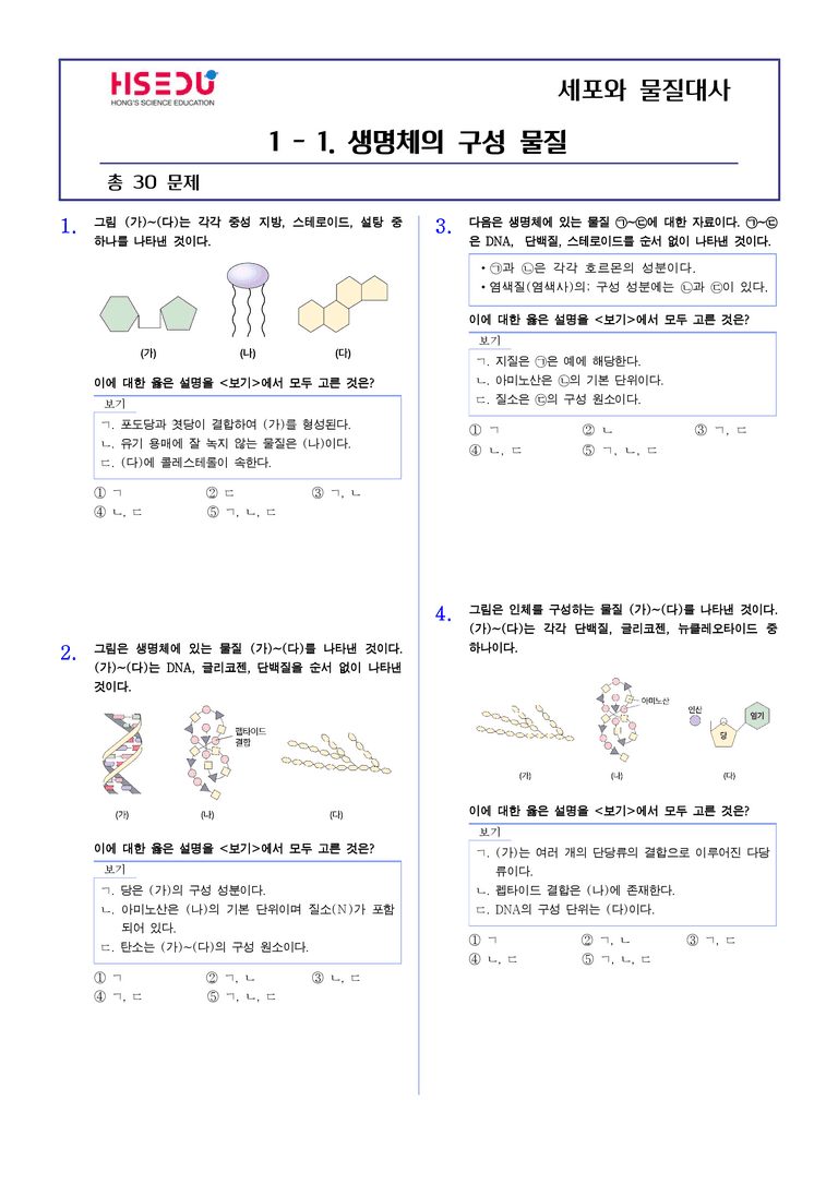 1-1 생명체의 구성 물질 | STEP2 최다빈출대표유형_preview_1