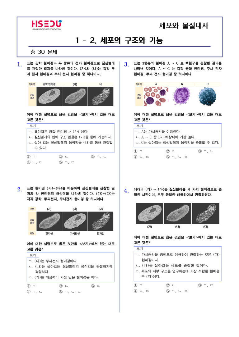 1-2 세포의 구조와 기능 | STEP2 최다빈출대표유형_preview_1