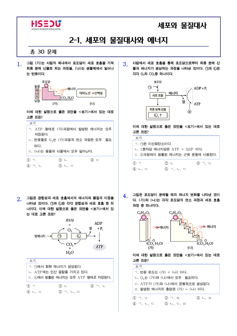 2-1 세포의 물질대사와 에너지 | STEP2 최다빈출대표유형_preview_1