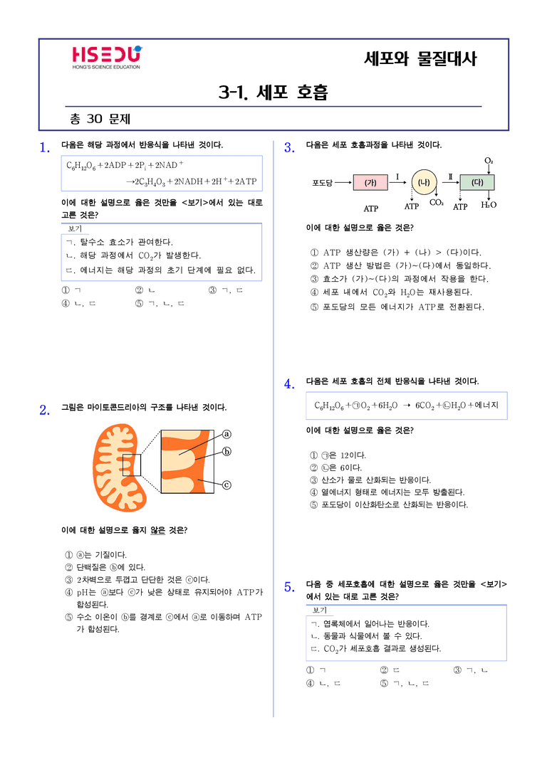 3-1 세포 호흡 | STEP2 최다빈출대표유형_preview_1