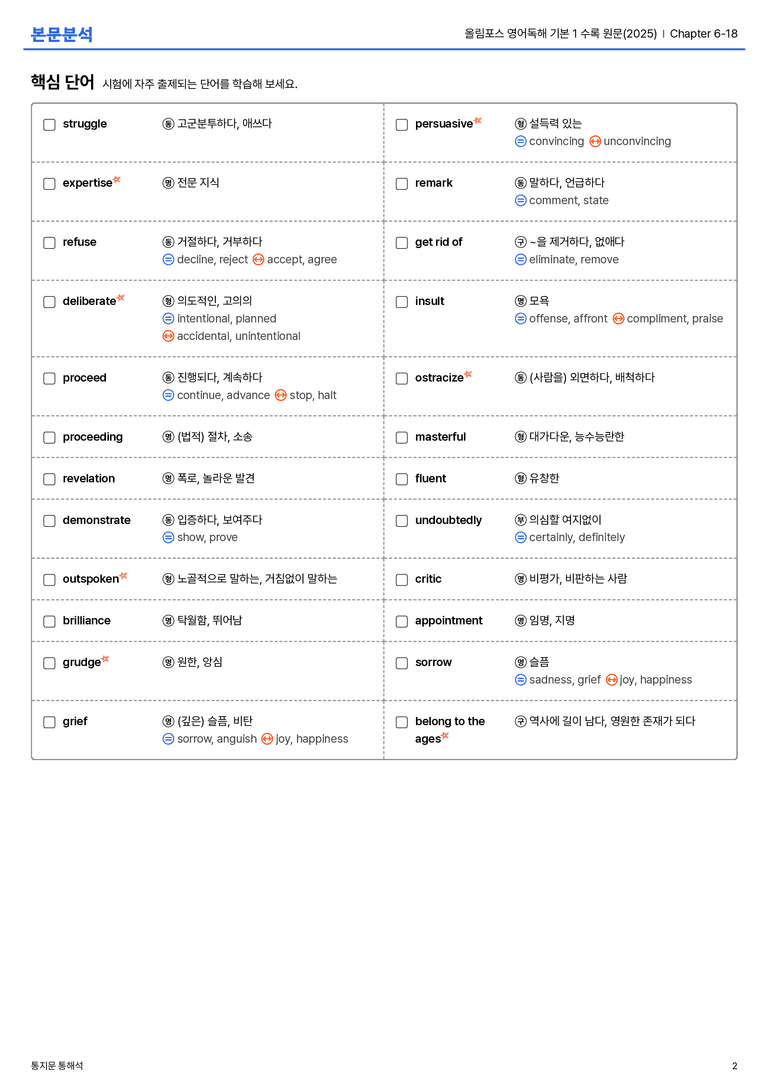 올림포스 영어독해 기본 1 수록 원문(2025) Chapter 6-18 본문분석_preview_2