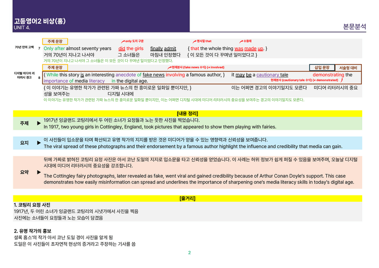 [빠르고 효율적인] 고등 영어 Ⅱ 비상(홍) 4과 상세분석_preview_2