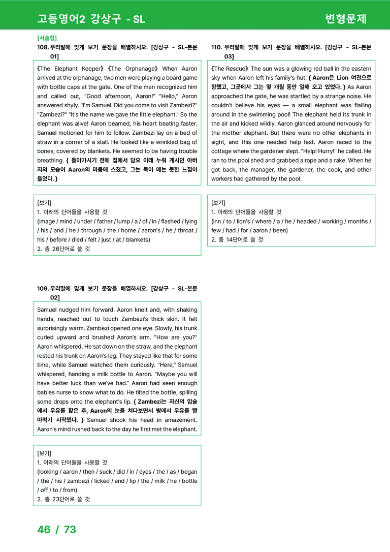 고등영어2 천재(강) SL과 변형문제 by 시드잉글리쉬_preview_46
