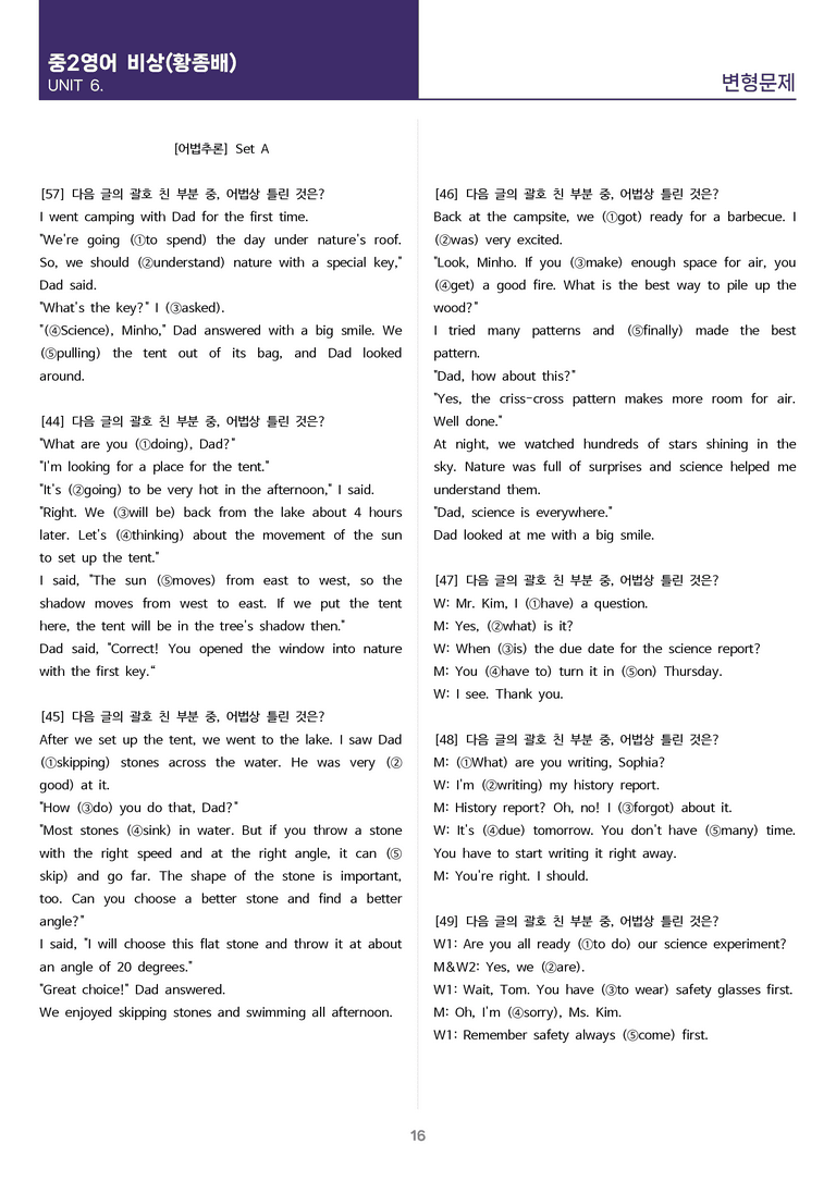[고난도 객관식 변형문제] 중학 영어 2 비상(황) 6과 변형문제 Set A (140제)_preview_16