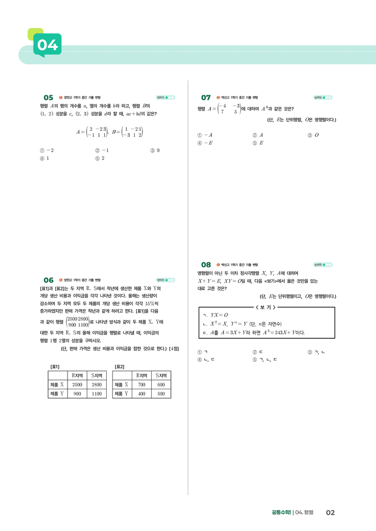 4-1 행렬과 그 연산 | STEP1 개념확인문제_preview_2