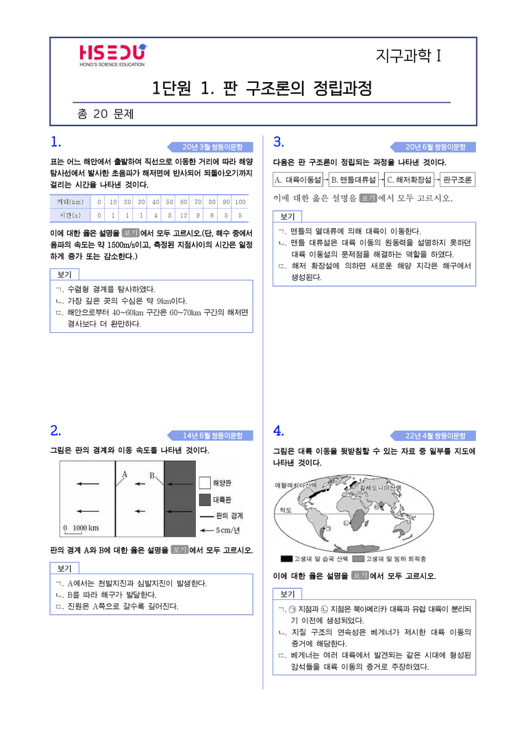 1-1 판구조론의 정립과정 | STEP4 고난도기출변형_preview_1