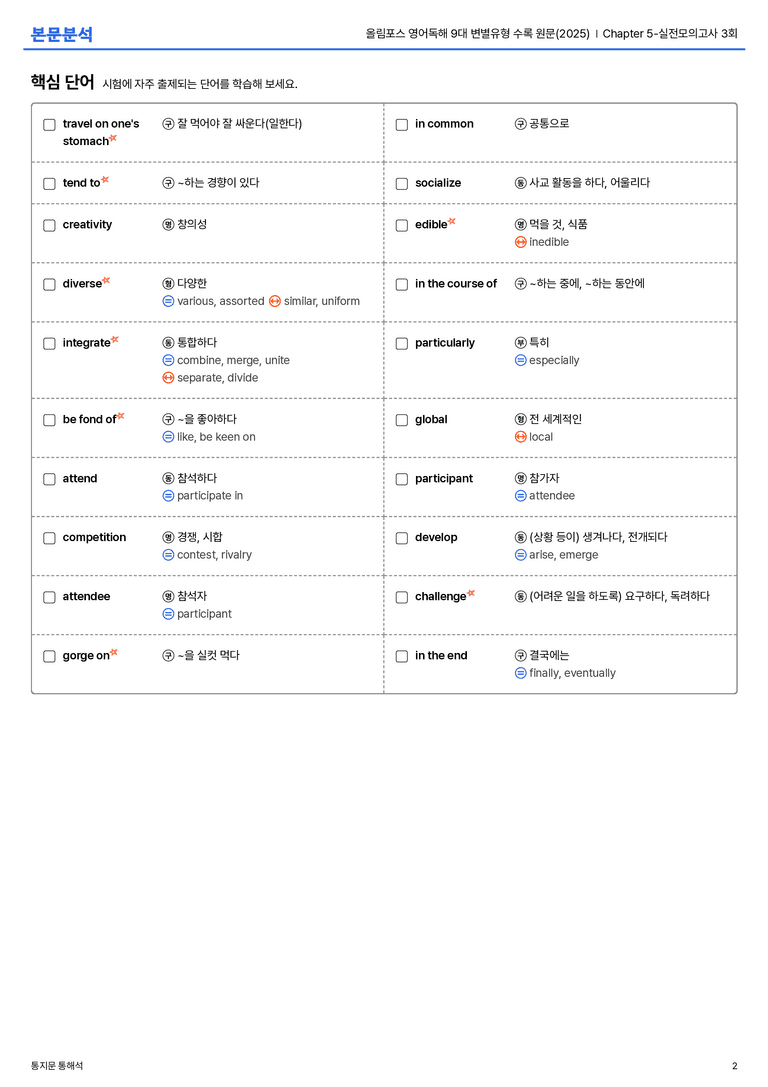 올림포스 영어독해 9대 변별유형 수록 원문(2025) Chapter 5-실전모의고사 3회 본문분석_preview_2