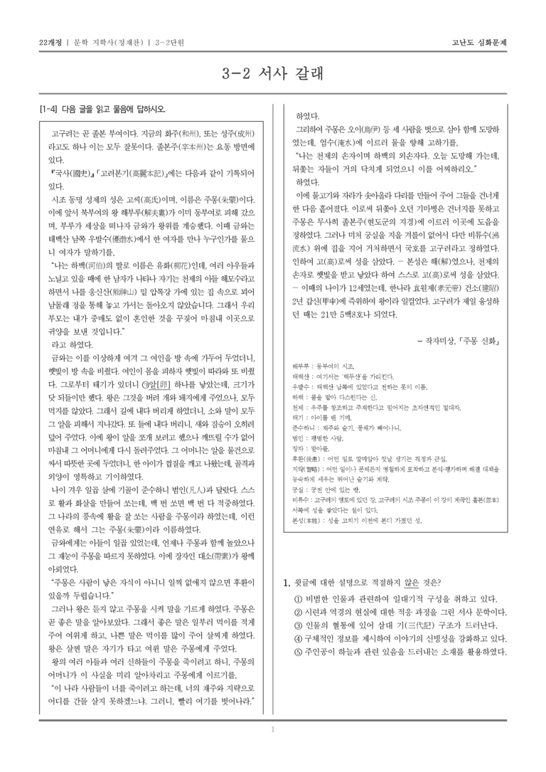 [22개정] 문학 지학사(정) 3-2 서사 갈래_고난도 심화문제_preview_1