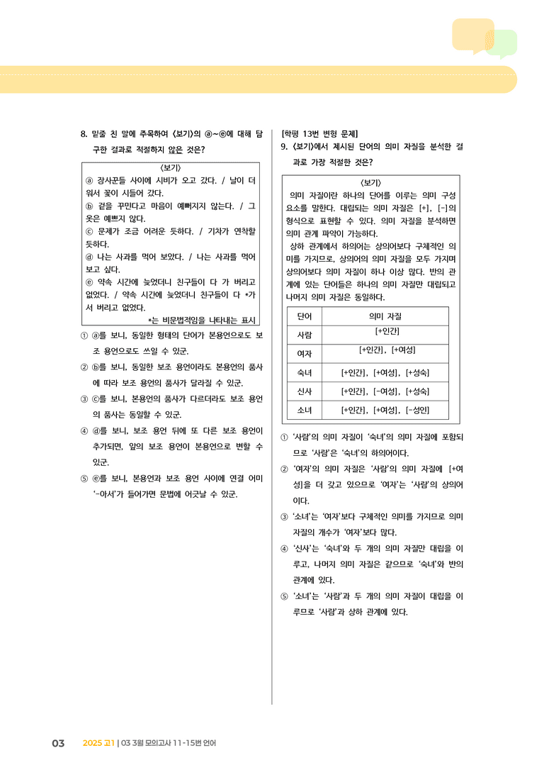 [고1] 2025 모의고사 3월 | 11-15번 언어_기출 적중 문제_preview_3