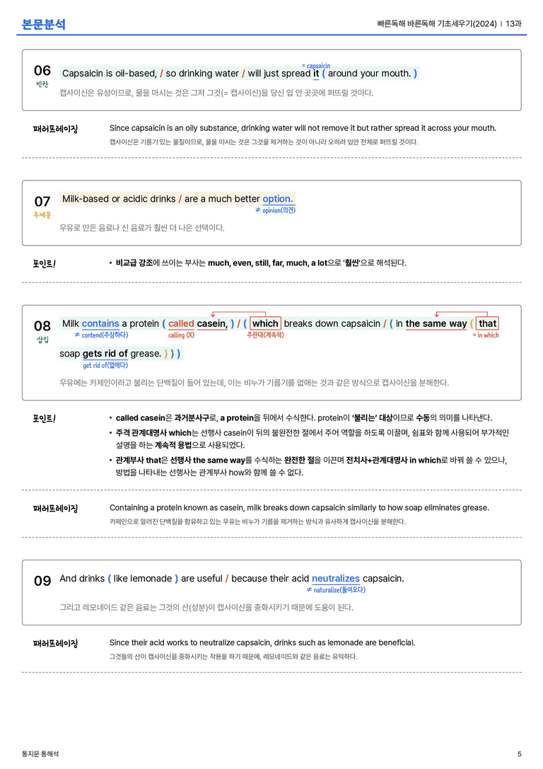 빠른독해 바른독해 기초세우기(2024) 13과 본문분석_preview_5