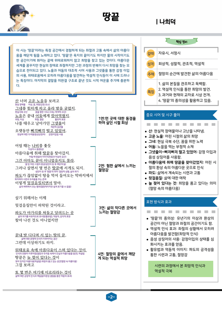 [공국1] 천재(수) 3-(1) 땅끝(나희덕)_분석 및 객관식 (18문제)_preview_2