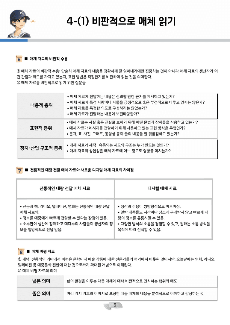 [공국2] 미래엔(신) 4-(1) 비판적으로 매체 읽기_분석 및 객관식_preview_5