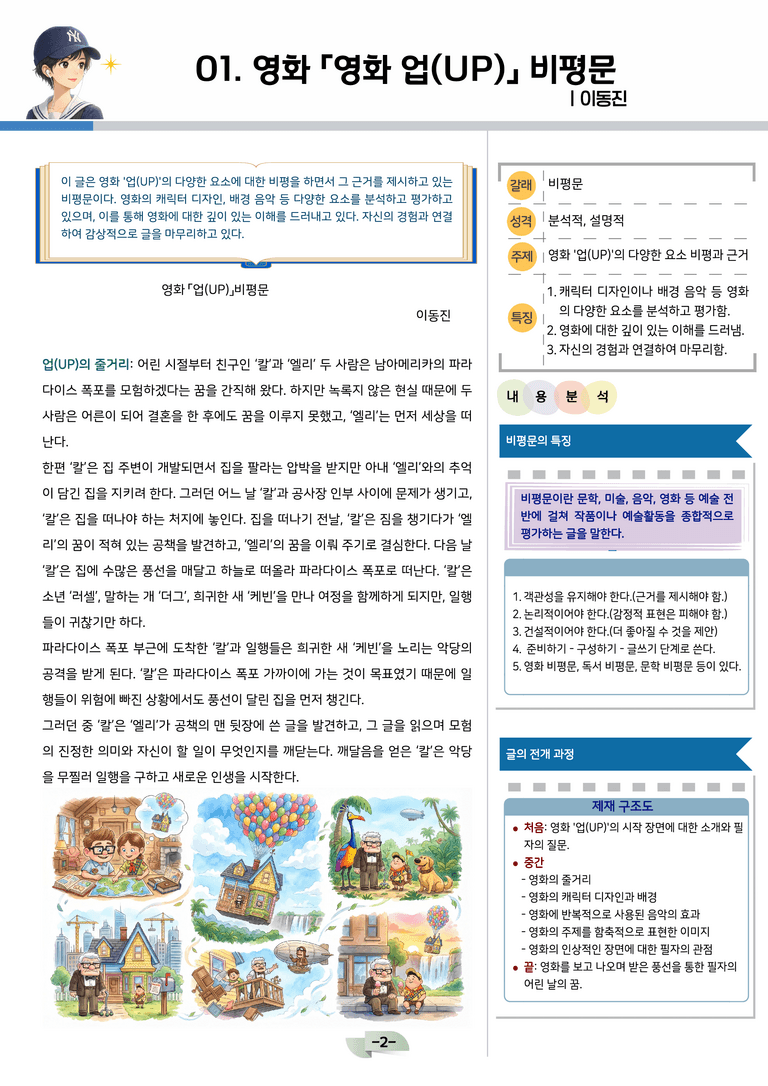 [공국2] 비상(강) 3-(1) 영화 'UP'비평문 & (2)복합 양식으로 짜인 글과 자료_분석 및 객관식_preview_2