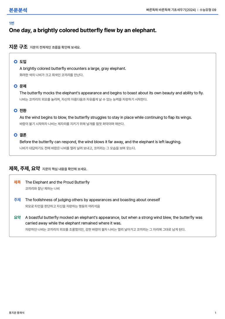 빠른독해 바른독해 기초세우기(2024) 수능유형 09 본문분석_preview_1