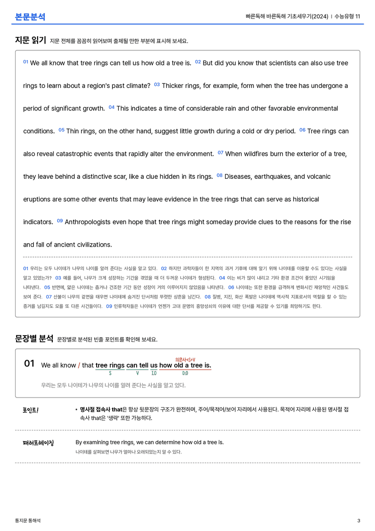 빠른독해 바른독해 기초세우기(2024) 수능유형 11 본문분석_preview_3
