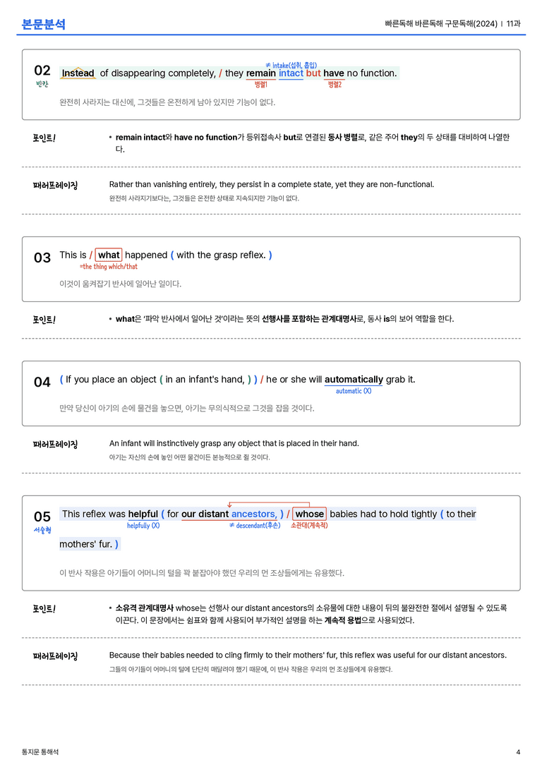 빠른독해 바른독해 구문독해(2024) 11과 본문분석_preview_4