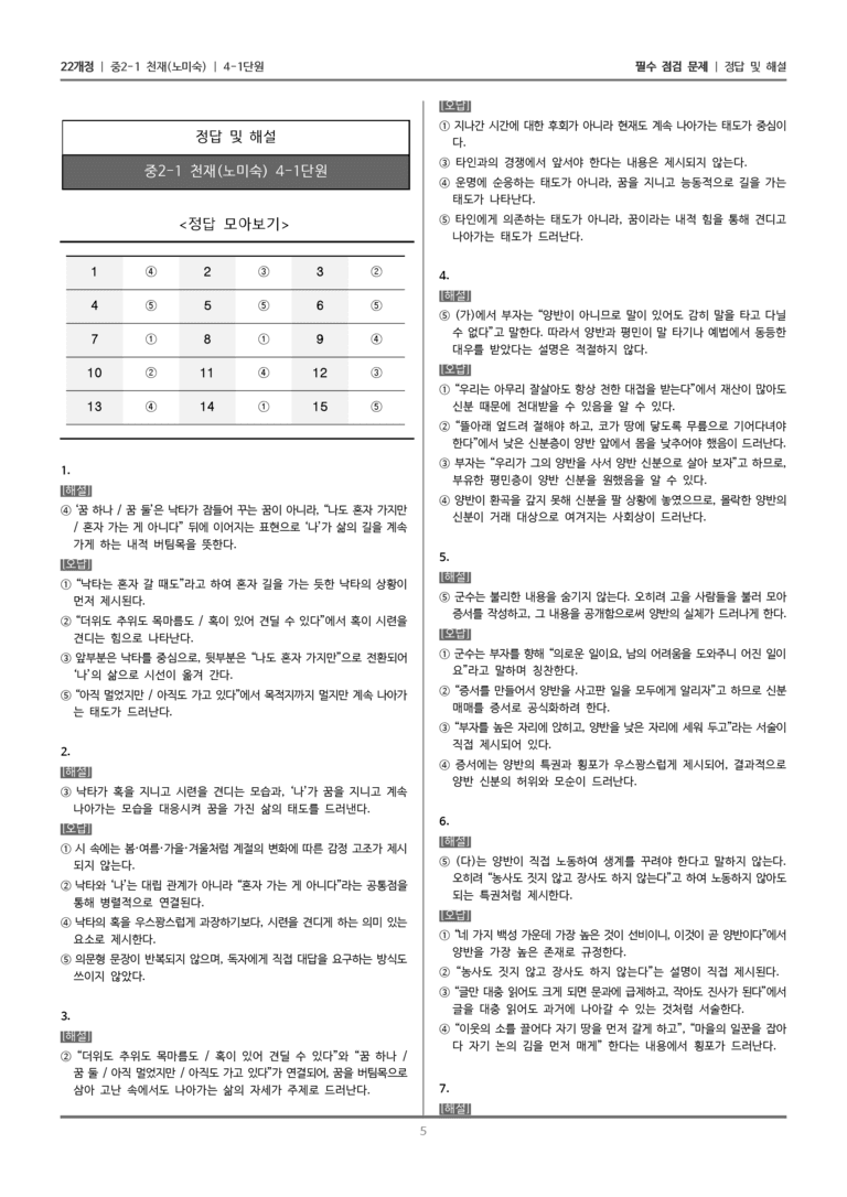 [22개정] 중2-1 천재(노) 4(1) 개성적인 발상과 표현_필수 점검 문제_preview_5
