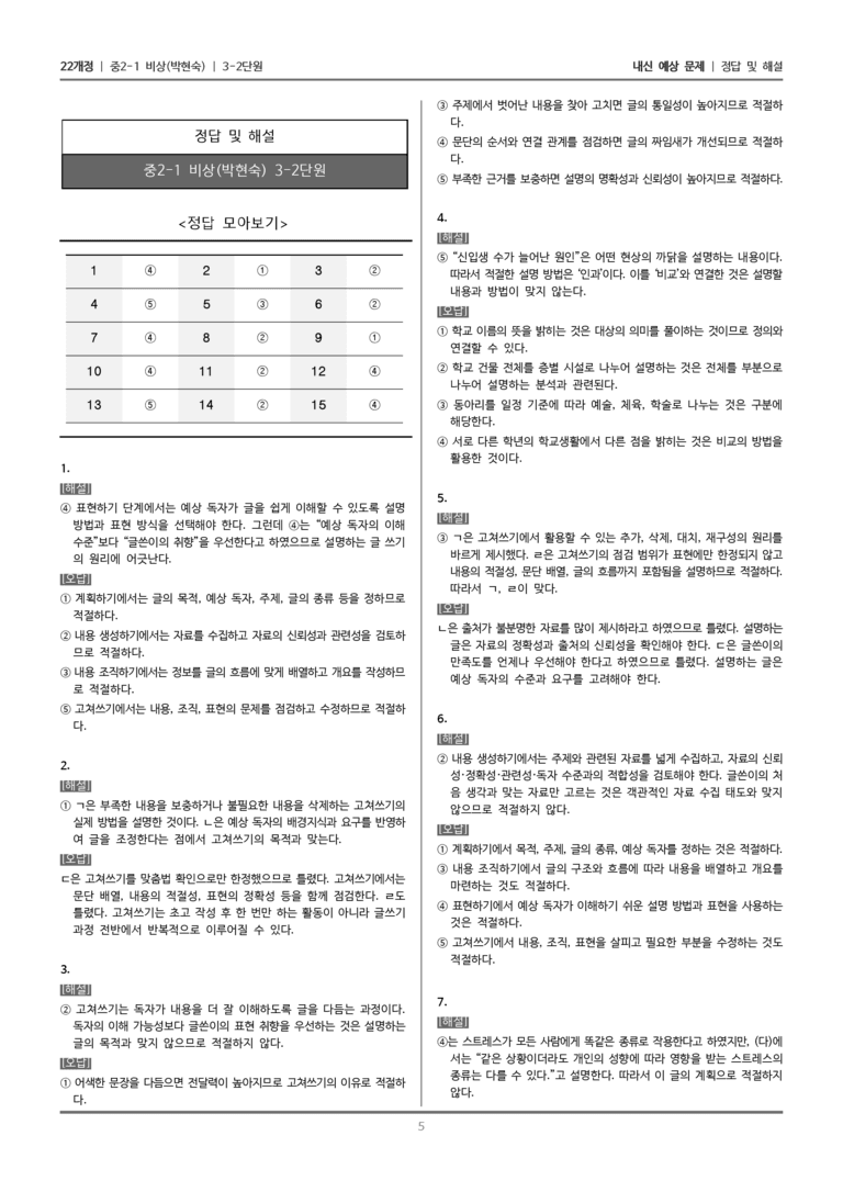 [22개정] 중2-1 비상(박현) 3(2) 설명하는 글 쓰기_내신 예상 문제_preview_5