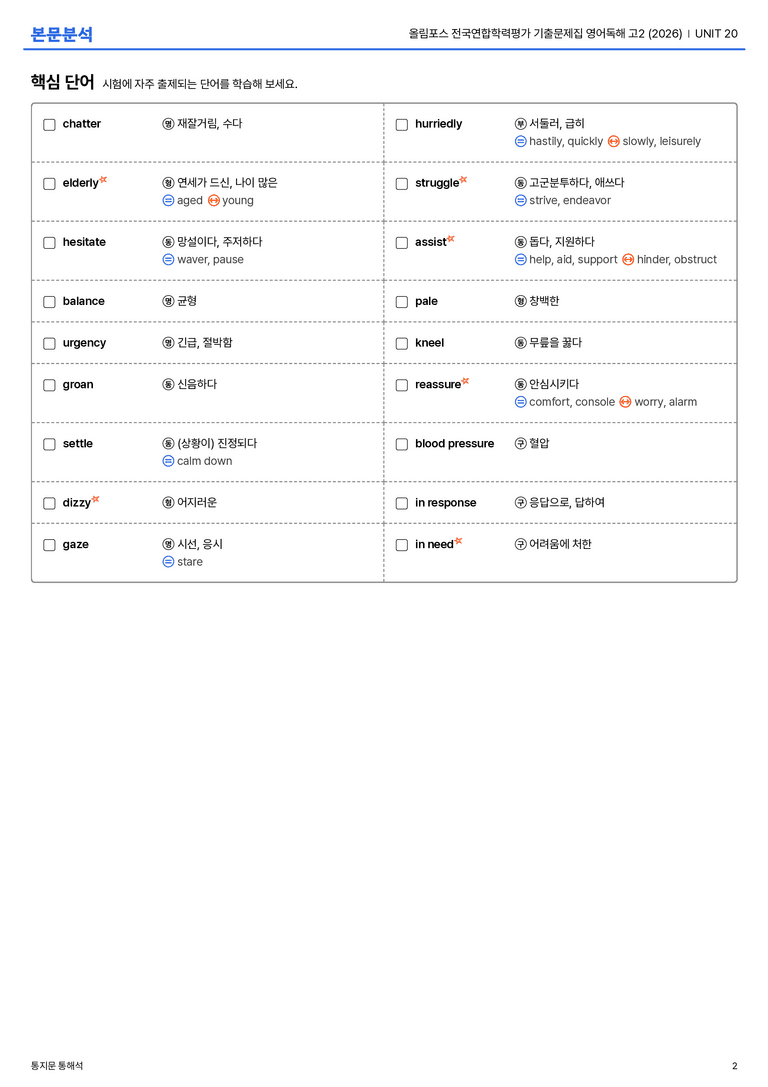 올림포스 전국연합학력평가 기출문제집 영어독해 고2 (2026) UNIT 20 본문분석_preview_2