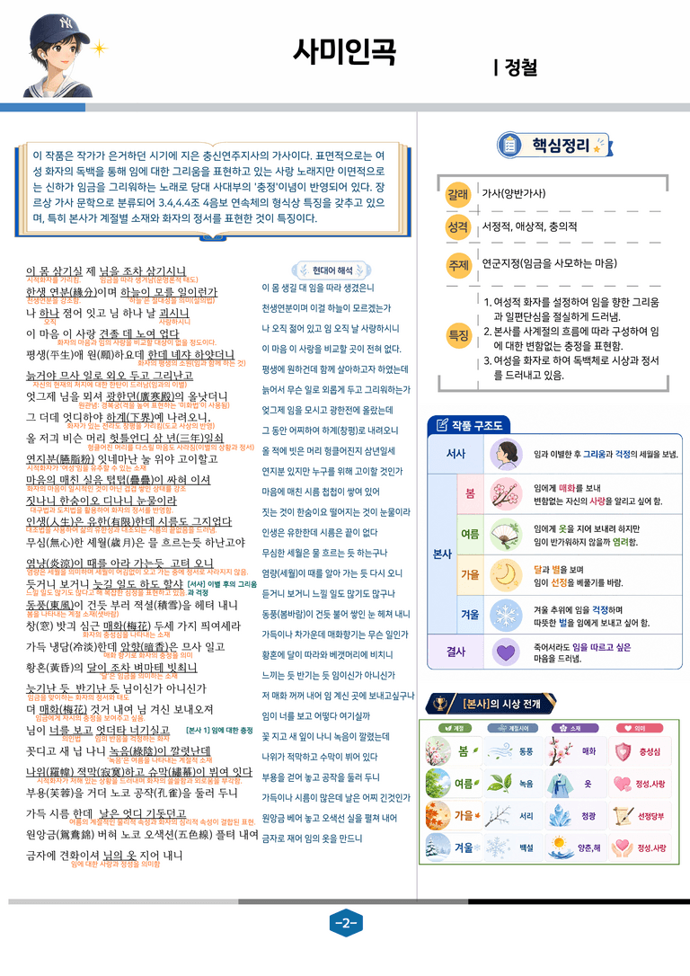 [문학] 비상(강) 3-(3) 사미인곡_분석 및 객관식 (33문제)_preview_2