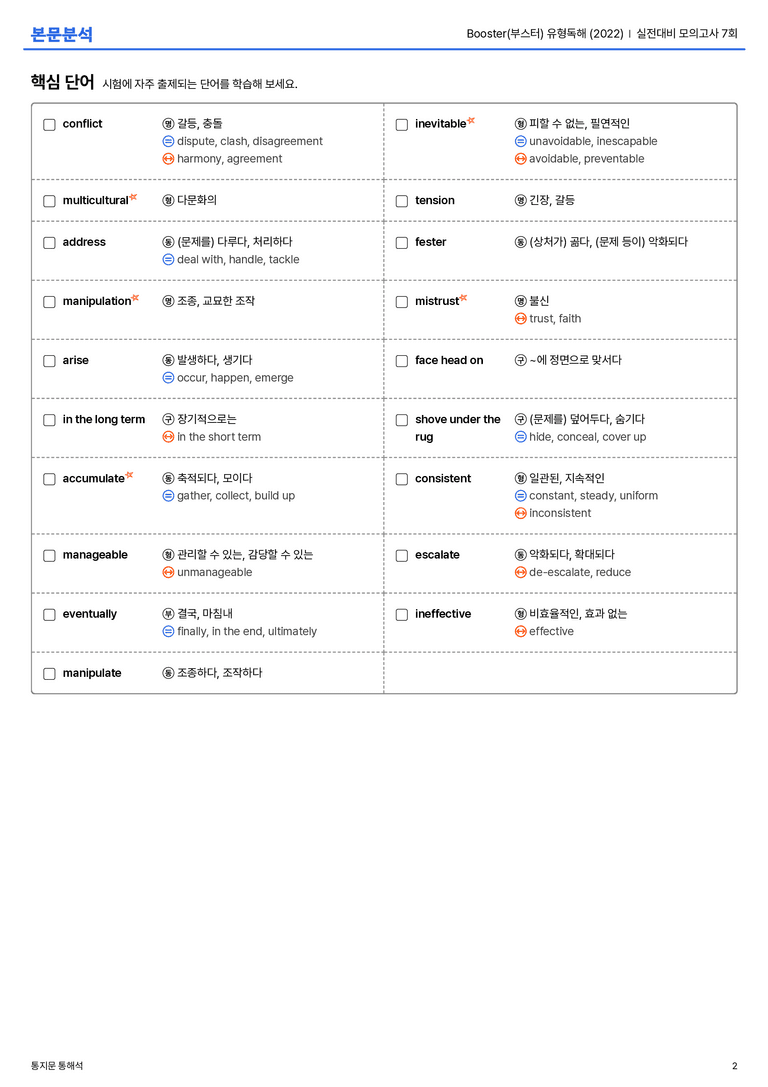 Booster(부스터) 유형독해 (2022) 실전대비 모의고사 7회 본문분석_preview_2