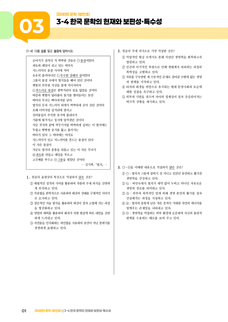 한국 문학의 현재와 보편성·특수성_기출 적중 문제01_preview_1