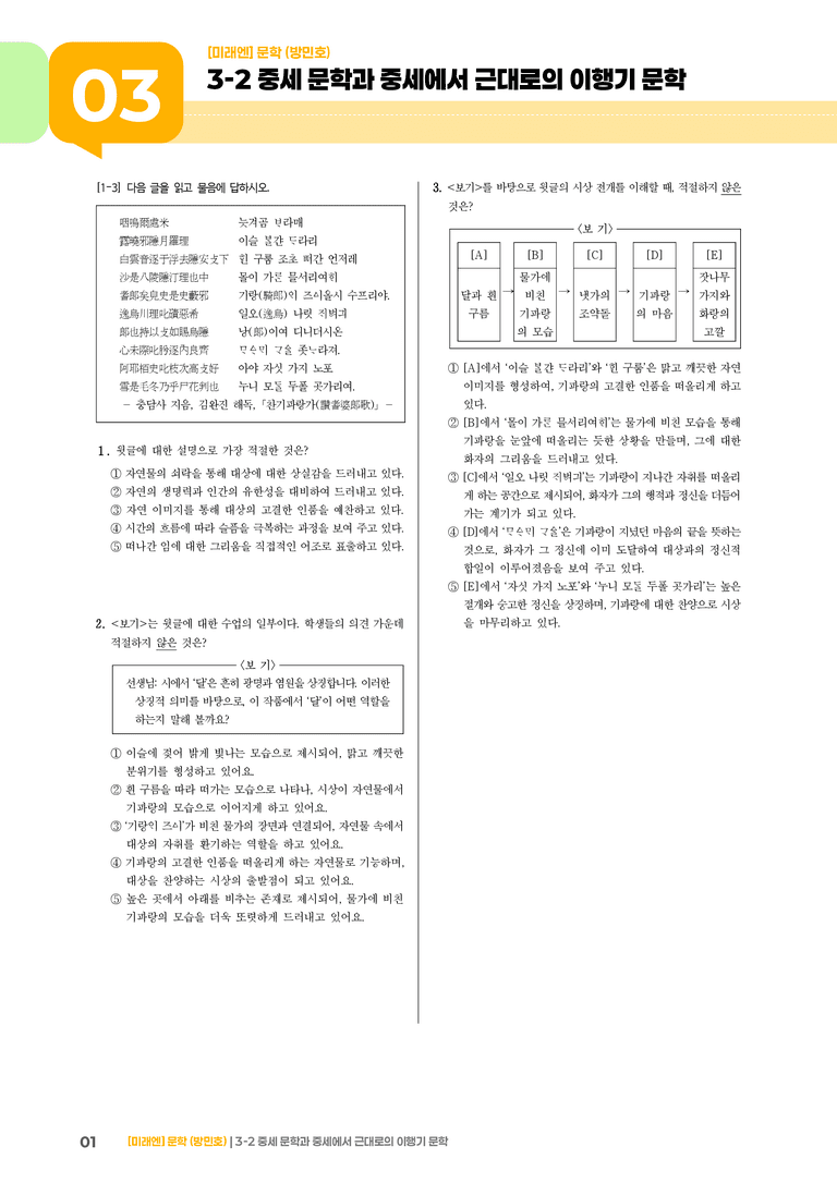 중세 문학과 중세에서 근대로의 이행기 문학_기출 적중 문제01_preview_1