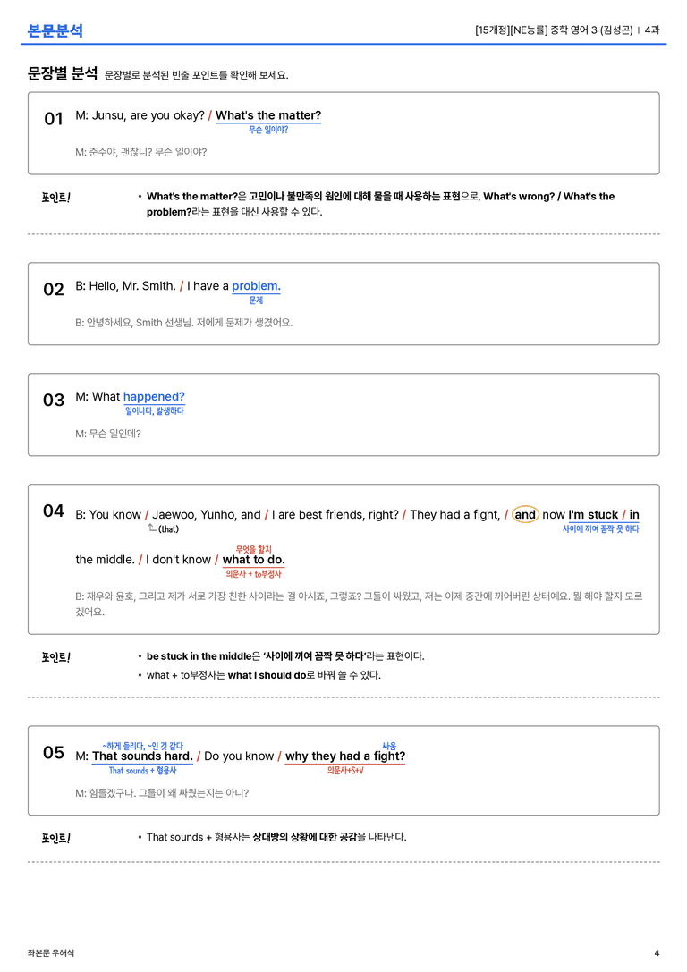 [NE능률] 중학 영어 3 (김성곤) 4과 본문분석_preview_4