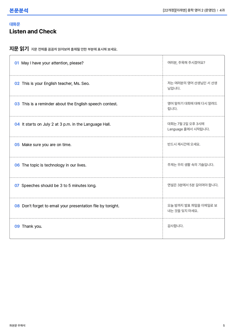 [미래엔] 중학 영어 2 (문영인) 4과 본문분석_preview_5
