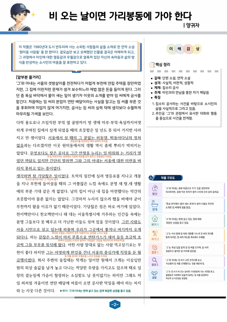 [문학] 천재(정) 4-(4) 비 오는 날이면 가리봉동에 가야 한다_분석 및 객관식 (45문제)_preview_2