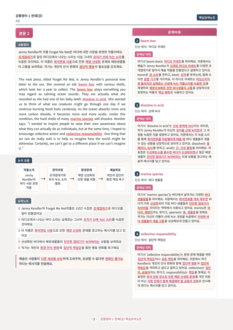 🩷[공통1] 천재(강) 4과 핵심요약노트🩷 by 대치동시크릿_preview_2