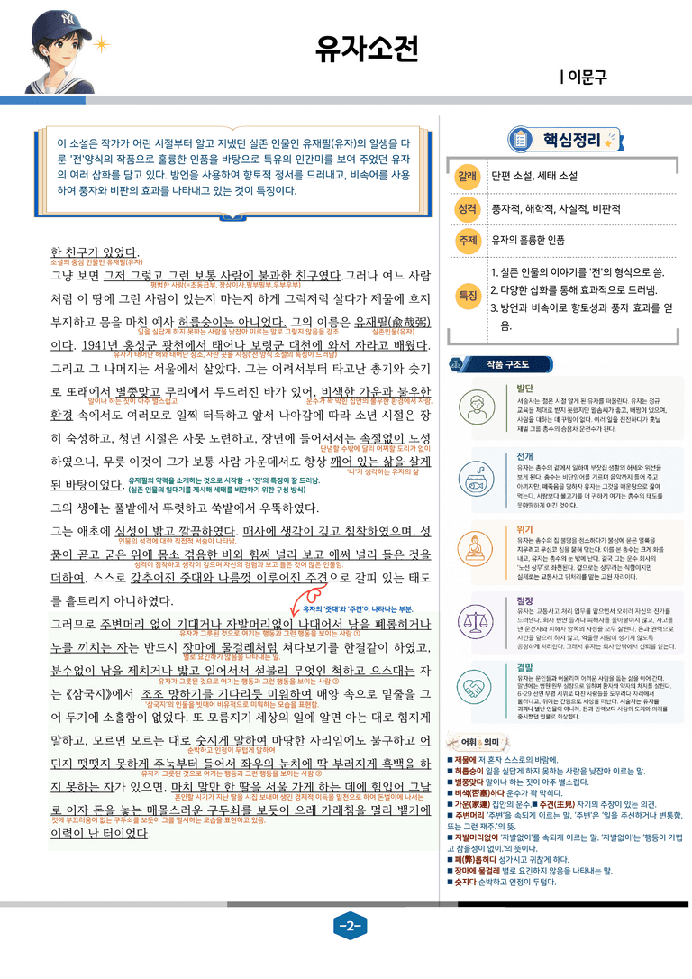 [문학] 천재(정) 2-(1) 유자소전_분석 및 객관식 (45문제)_preview_2