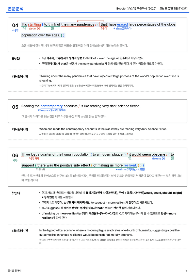Booster(부스터) 구문독해 (2022) 고난도 유형 TEST 03회 본문분석_preview_5