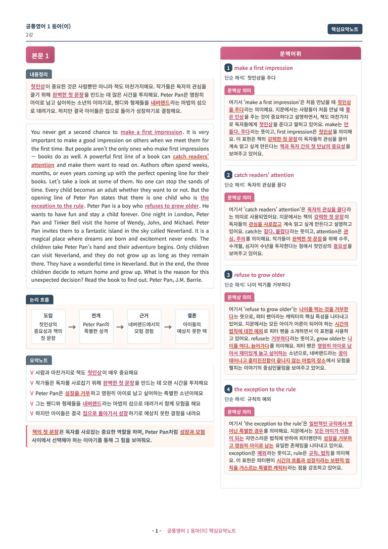 🩷[공통1] 동아(이) 2과 핵심요약노트🩷 by 대치동 시크릿_preview_1