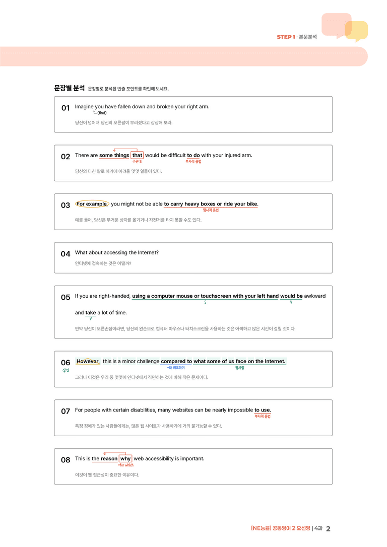 [NE능률] 공통영어 2 (오선영) 4과 | STEP1 본문분석_preview_2