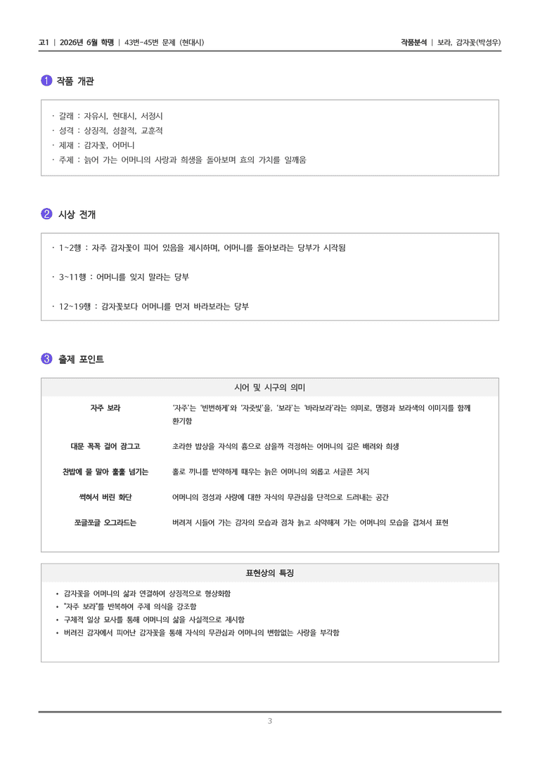 [고1] 2026 모의고사 6월 | 43-45번 (현대시 2)_작품분석_preview_3