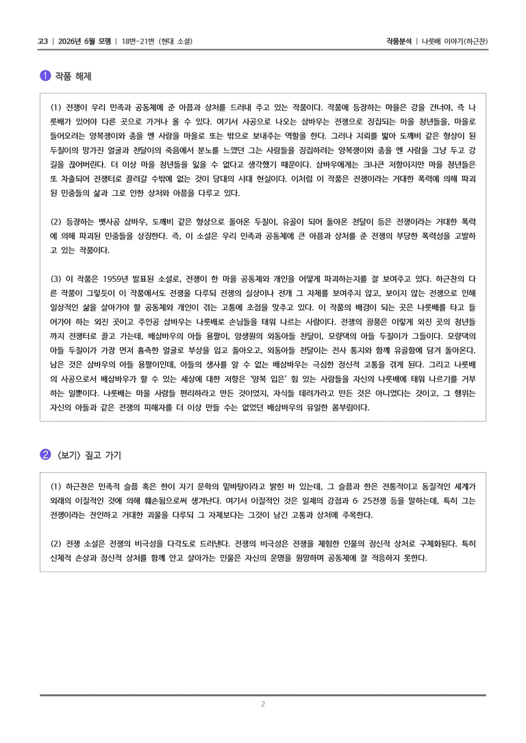 [고3] 2026 모의고사 6월 | 18-21번 (현대 소설)_작품분석_preview_2