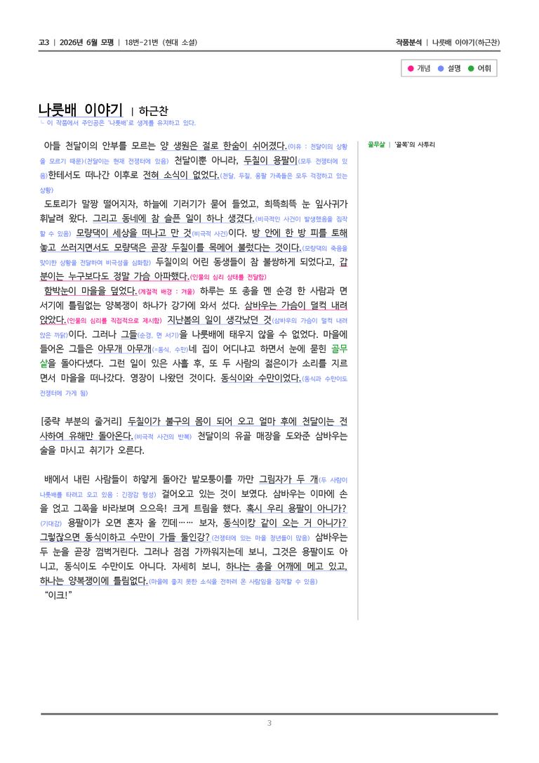 [고3] 2026 모의고사 6월 | 18-21번 (현대 소설)_작품분석_preview_3