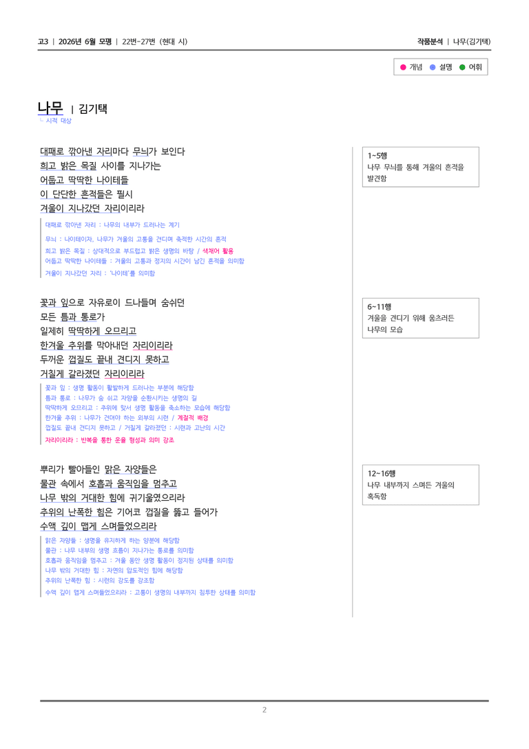 [고3] 2026 모의고사 6월 | 22-27번 (현대 시 2)_작품분석_preview_2