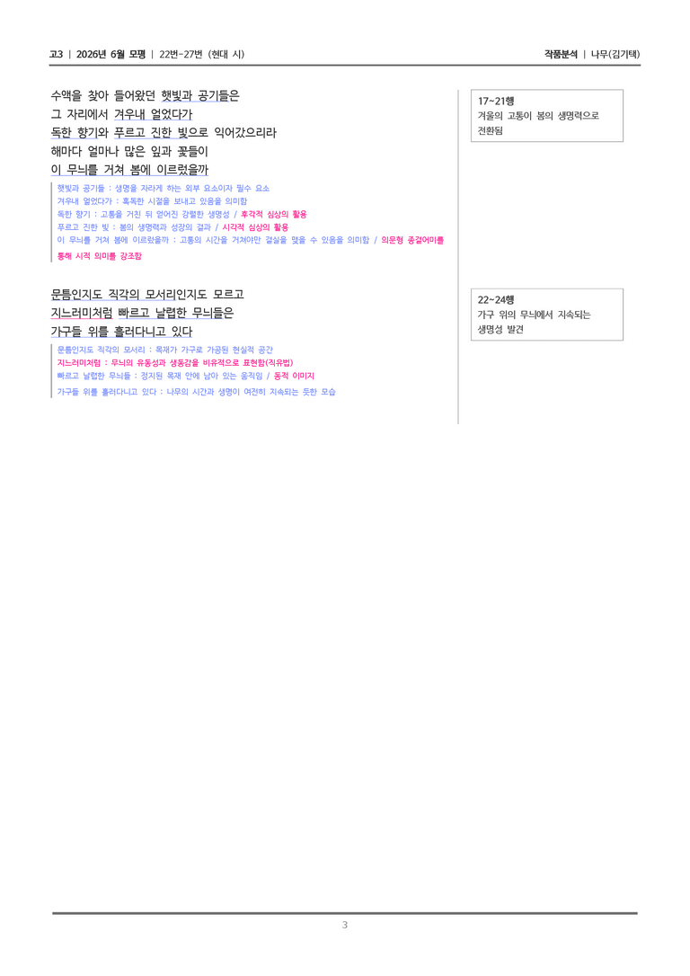 [고3] 2026 모의고사 6월 | 22-27번 (현대 시 2)_작품분석_preview_3