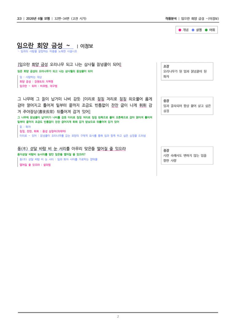 [고3] 2026 모의고사 6월 | 32-34번 (고전 시가 3)_작품분석_preview_2