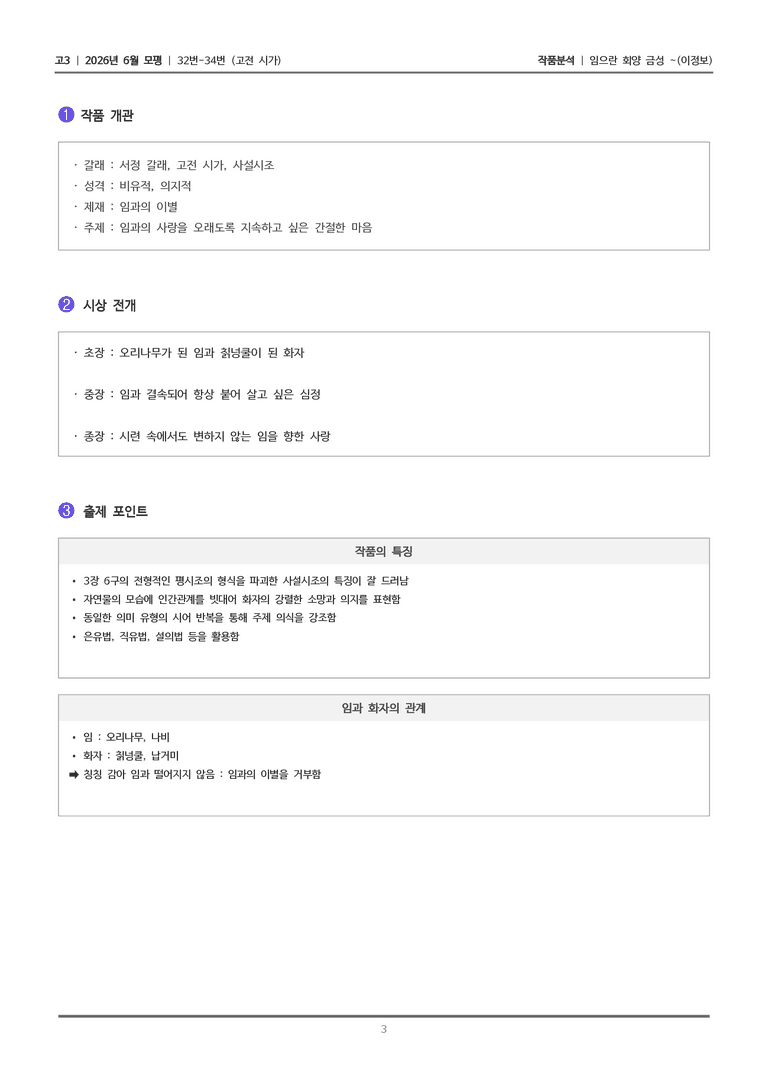 [고3] 2026 모의고사 6월 | 32-34번 (고전 시가 3)_작품분석_preview_3