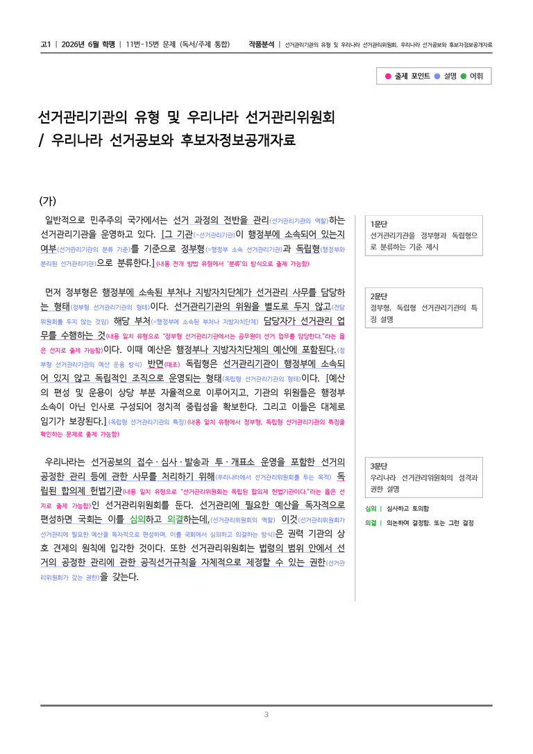 [고1] 2026 모의고사 6월 | 11-15번 (독서 주제통합)_작품분석_preview_3