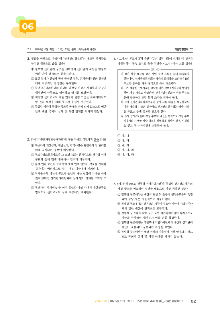 [고1] 2026 모의고사 6월 | 11-15번 (독서 주제 통합)_기출 적중 문제02_preview_2