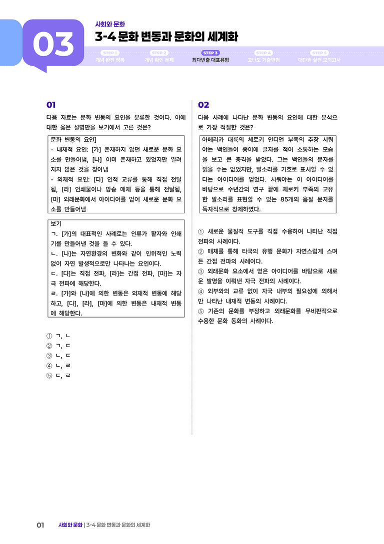 3-4 문화 변동과 문화의 세계화 | (3) 최다빈출대표유형_preview_1